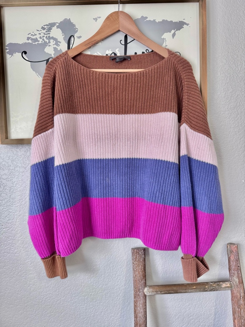 100% cotton french connection color block oversized sweater medium